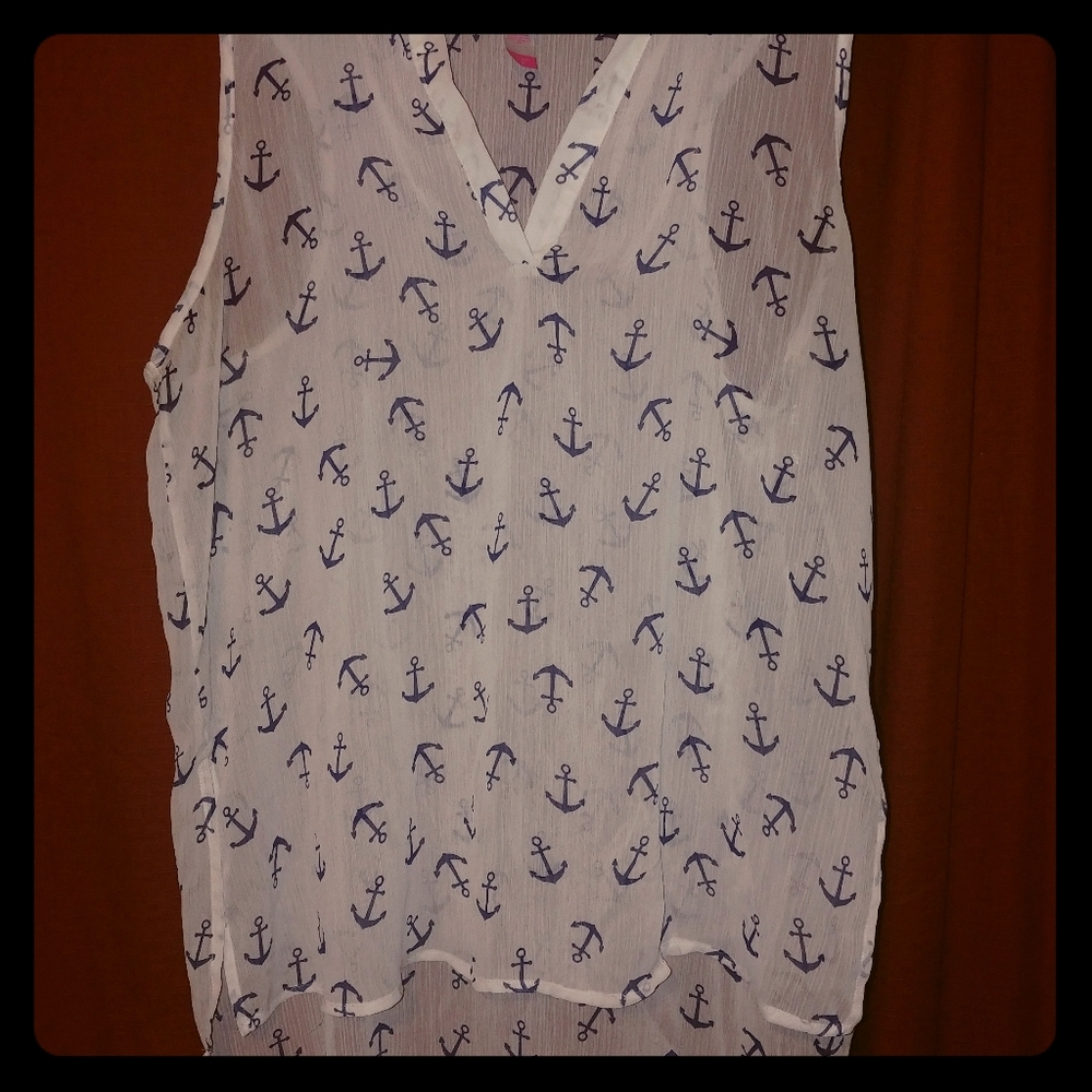XXL Sheer Anchor Print Tank Top